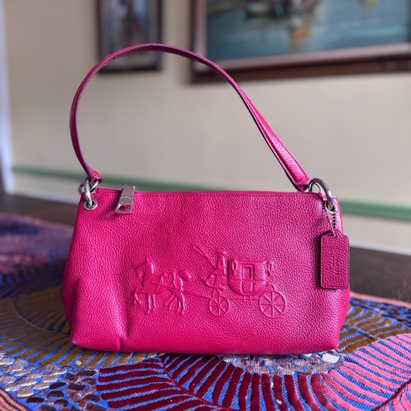 Coach Charlie Handbag / Crossbody Pebbled Leather w/ Embossed Horse & Carriage - Picture 2 of 16
